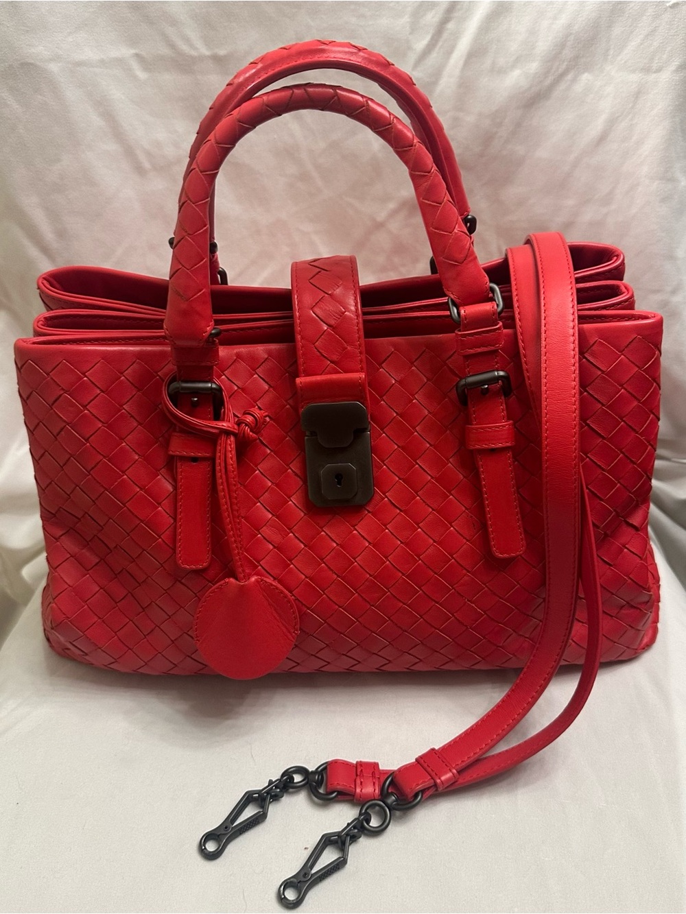 Bottega Roma Leather Satchel Bag with Removable Strap